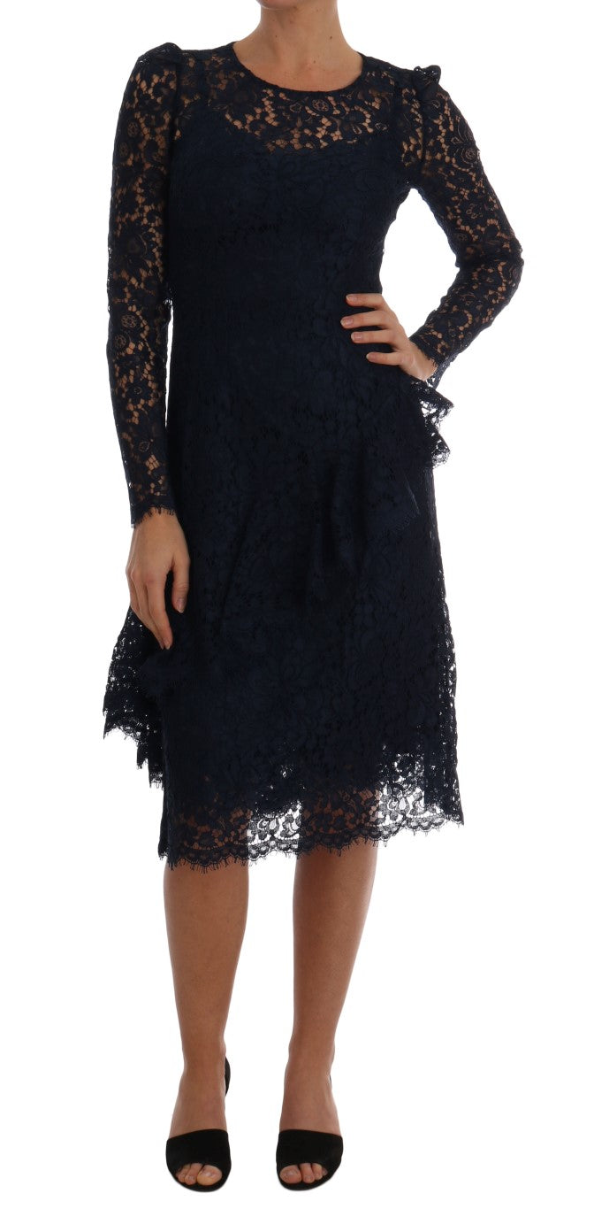 Dolce &amp; Gabbana Elegant Floral Lace A-Line Dress