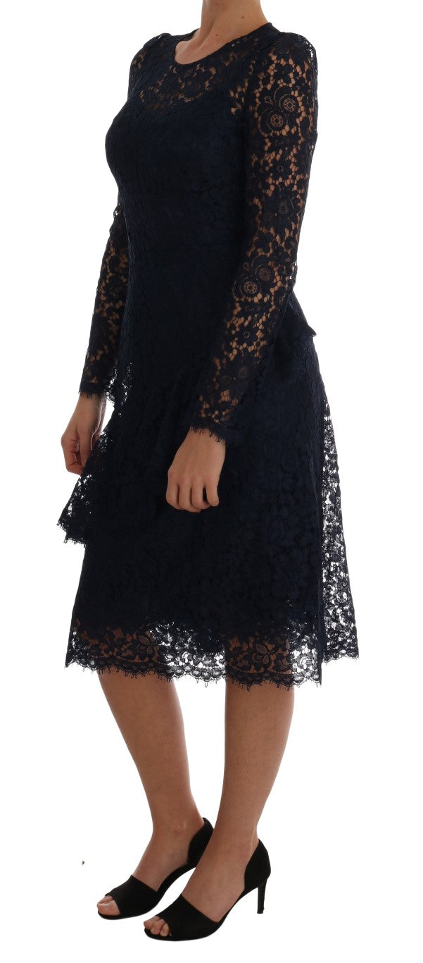 Dolce &amp; Gabbana Elegant Floral Lace A-Line Dress