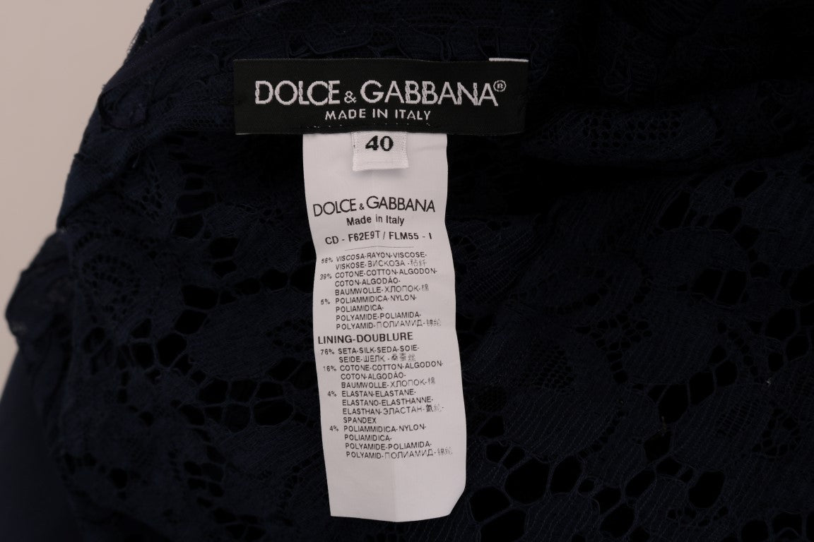 Dolce &amp; Gabbana Elegant Floral Lace A-Line Dress