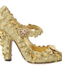 Dolce & Gabbana Gold Floral Crystal Mary Janes Pumps
