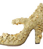 Dolce & Gabbana Gold Floral Crystal Mary Janes Pumps