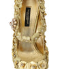 Dolce & Gabbana Gold Floral Crystal Mary Janes Pumps