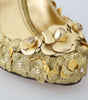 Dolce & Gabbana Gold Floral Crystal Mary Janes Pumps