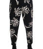 Dolce & Gabbana Black Tree Cotton Stretch Pants