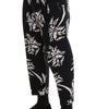 Dolce & Gabbana Black Tree Cotton Stretch Pants