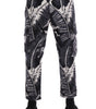 Dolce & Gabbana Gray Banana Leaf Cotton Pants