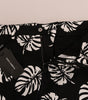 Dolce & Gabbana White Black Leaf Cotton Stretch Slim Pants
