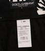 Dolce & Gabbana White Black Leaf Cotton Stretch Slim Pants