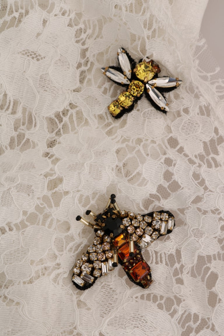 Dolce &amp; Gabbana - Mini-chemisier élégant orné de dentelle blanche