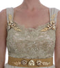 Dolce & Gabbana Gold Silk Crystal Embellished Dress