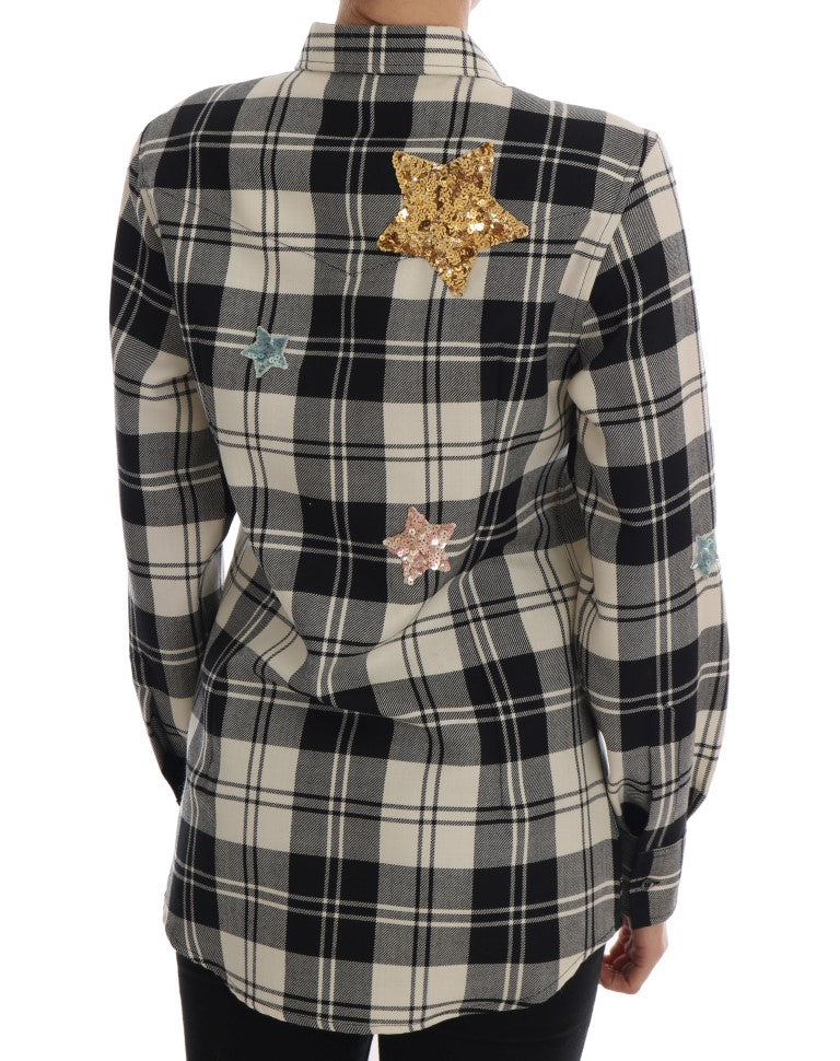 Chemise en laine à carreaux et sequins enchantés Dolce & Gabbana