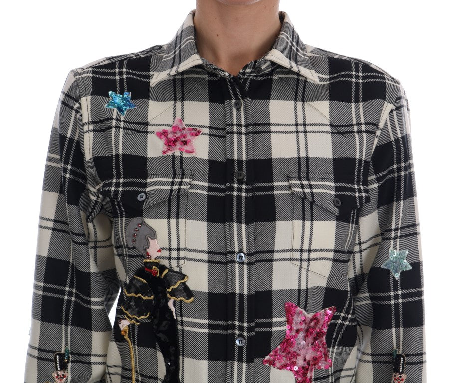 Chemise en laine à carreaux et sequins enchantés Dolce & Gabbana