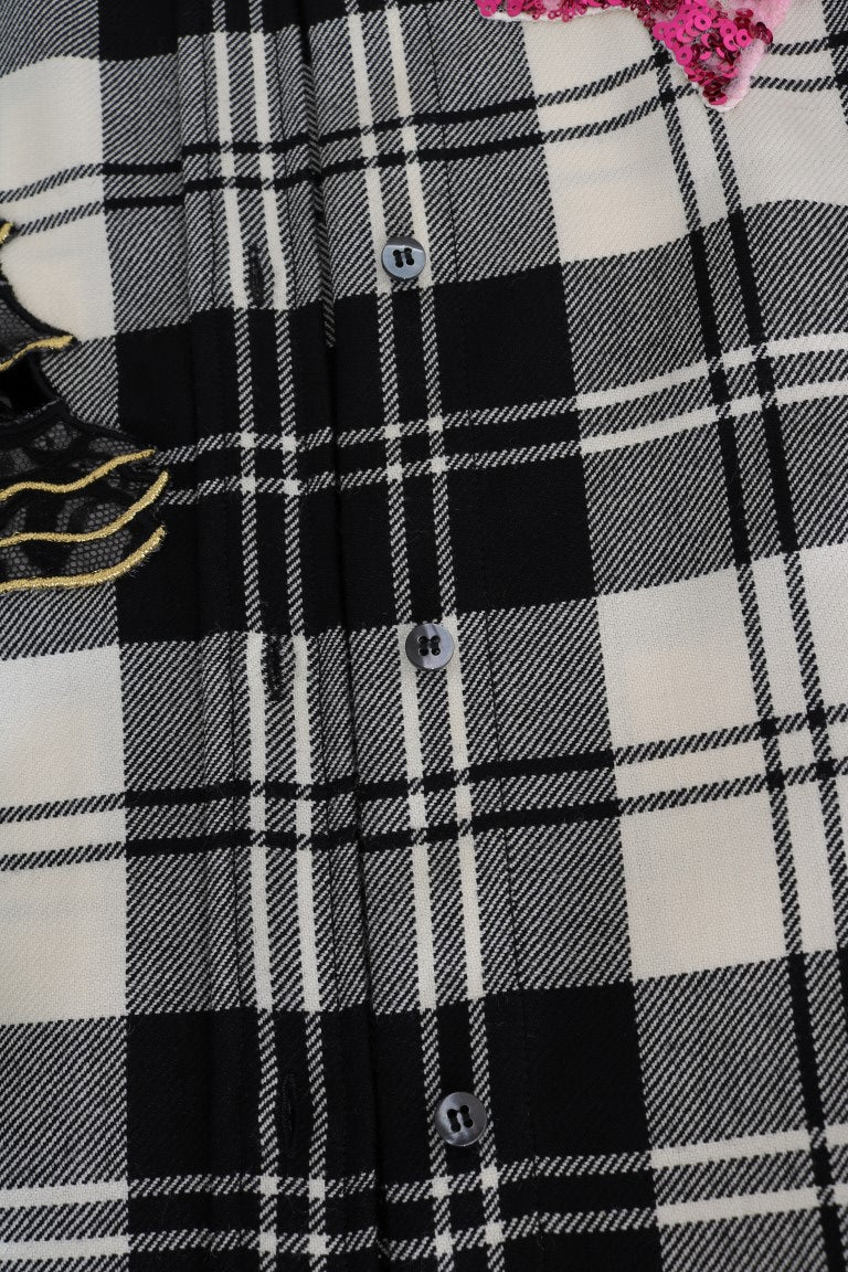 Chemise en laine à carreaux et sequins enchantés Dolce & Gabbana