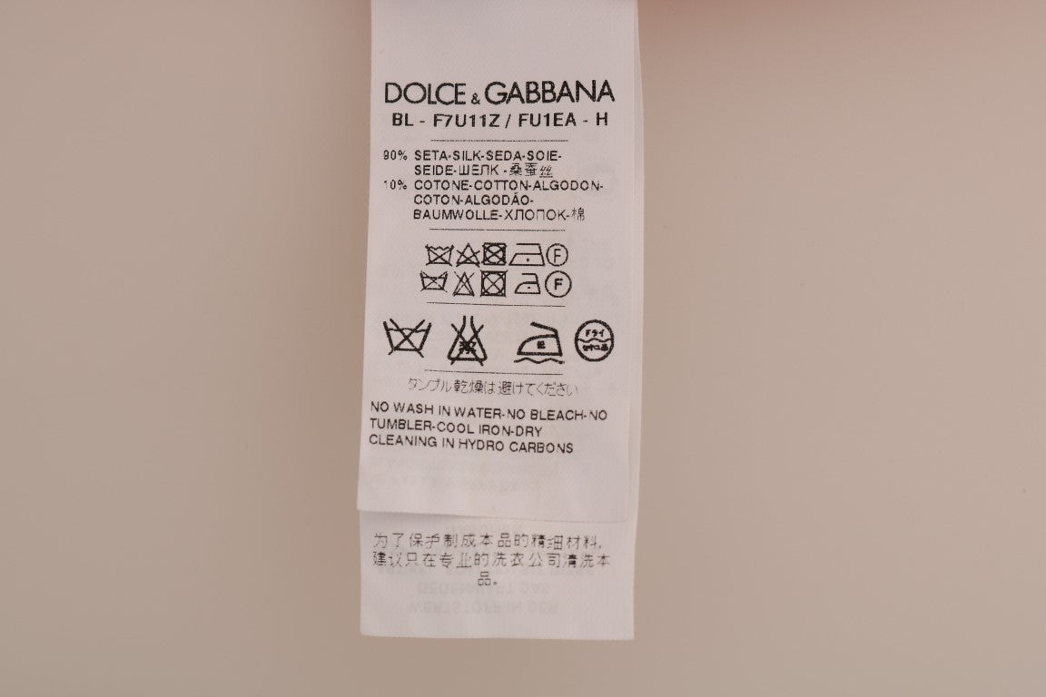 Haut élégant en soie rouge brodé de fleurs Dolce &amp; Gabbana