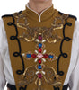 Dolce & Gabbana Yellow Crystal Cross Vest Jacket