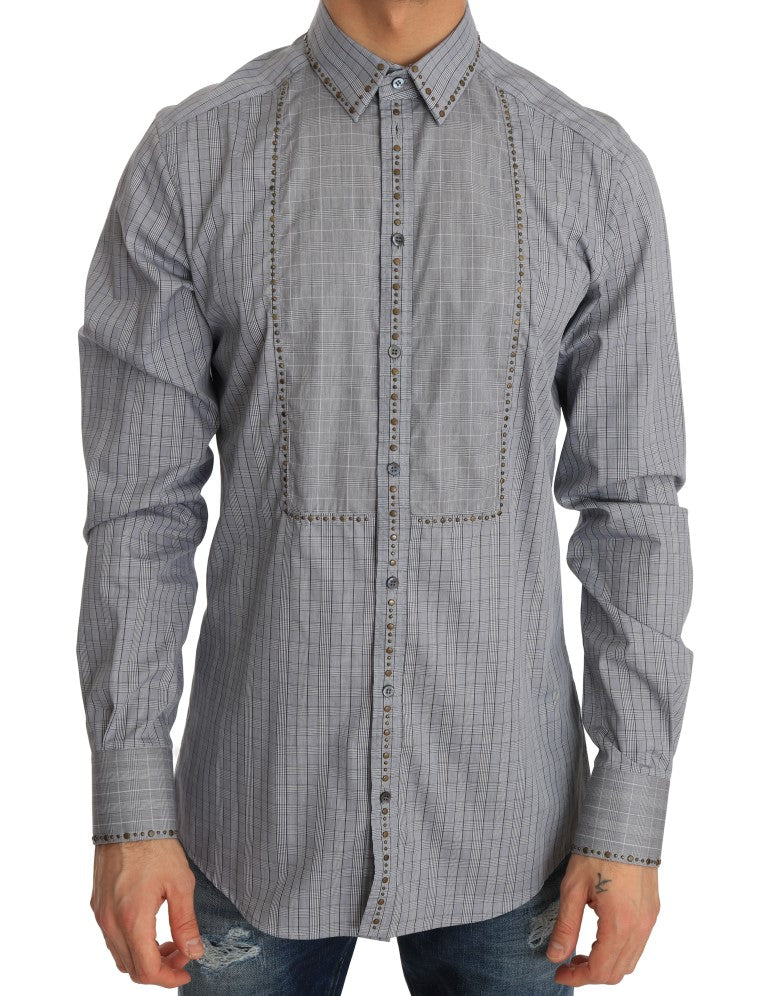 Chemise décontractée élégante à carreaux gris Dolce &amp; Gabbana
