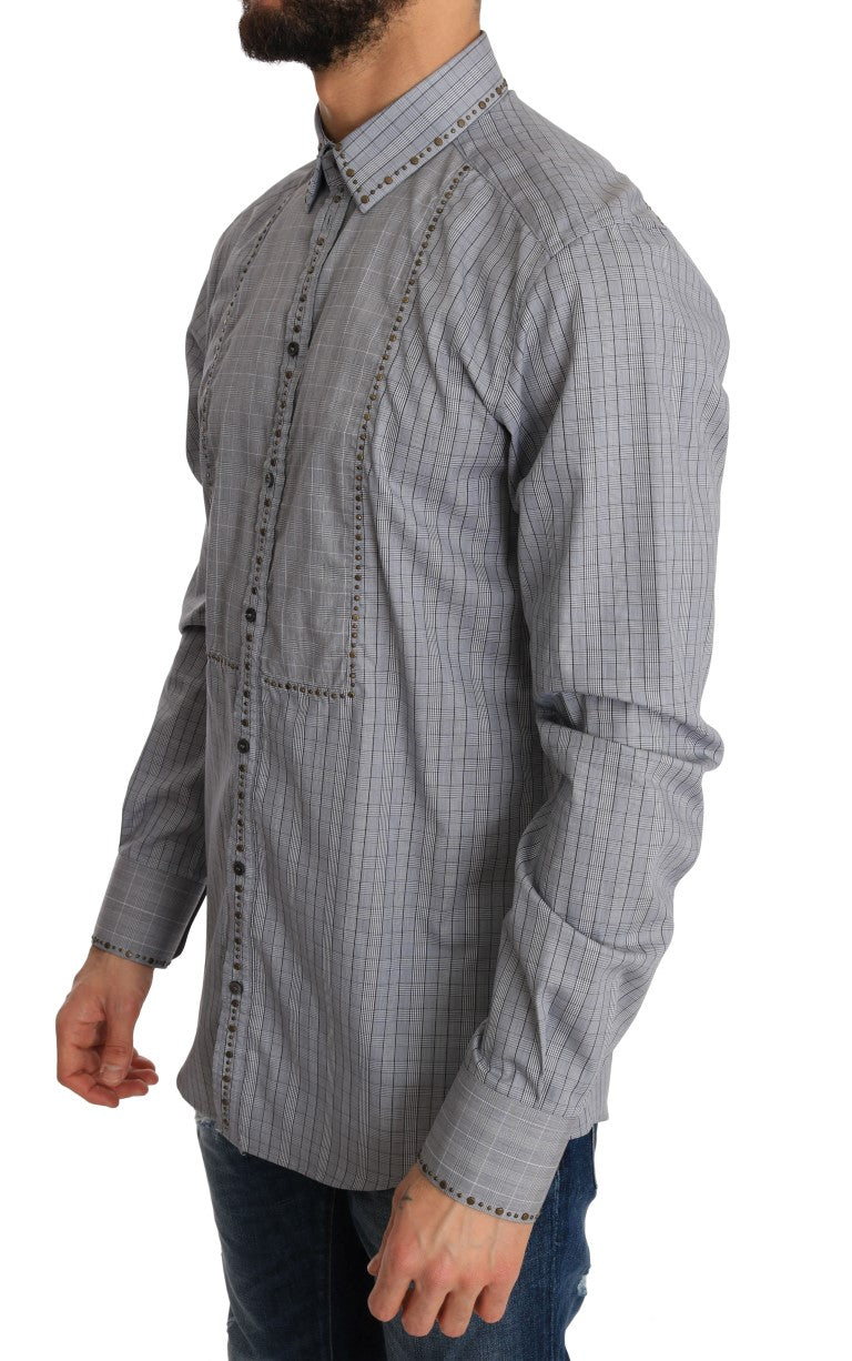 Chemise décontractée élégante à carreaux gris Dolce &amp; Gabbana