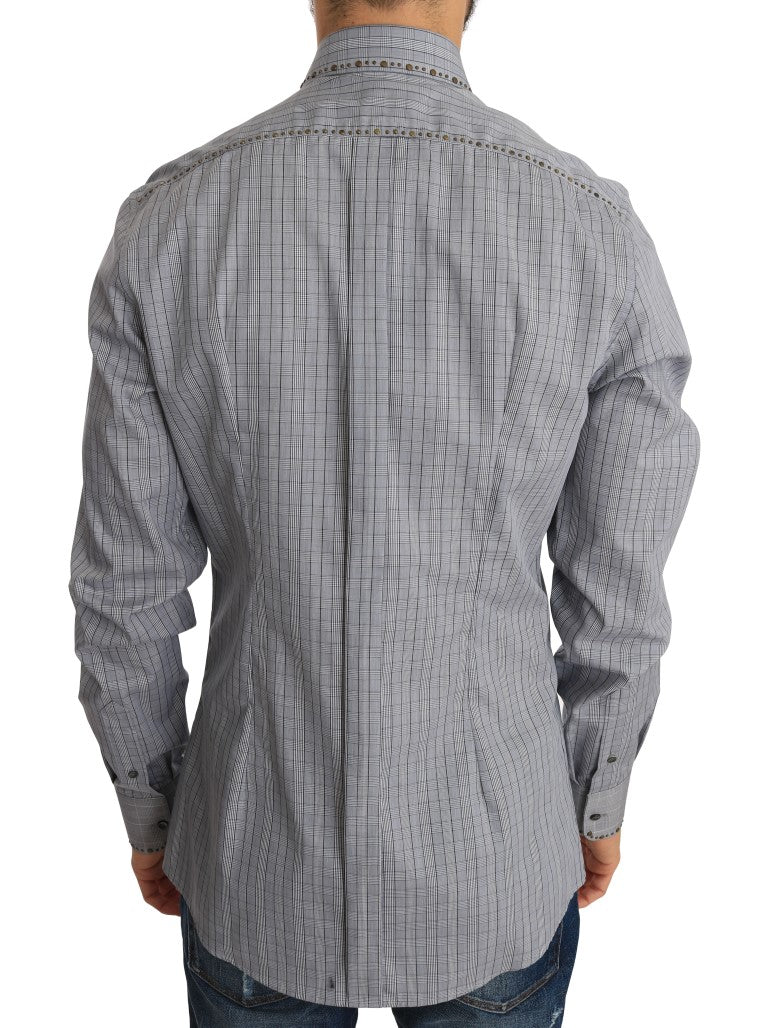 Chemise décontractée élégante à carreaux gris Dolce &amp; Gabbana