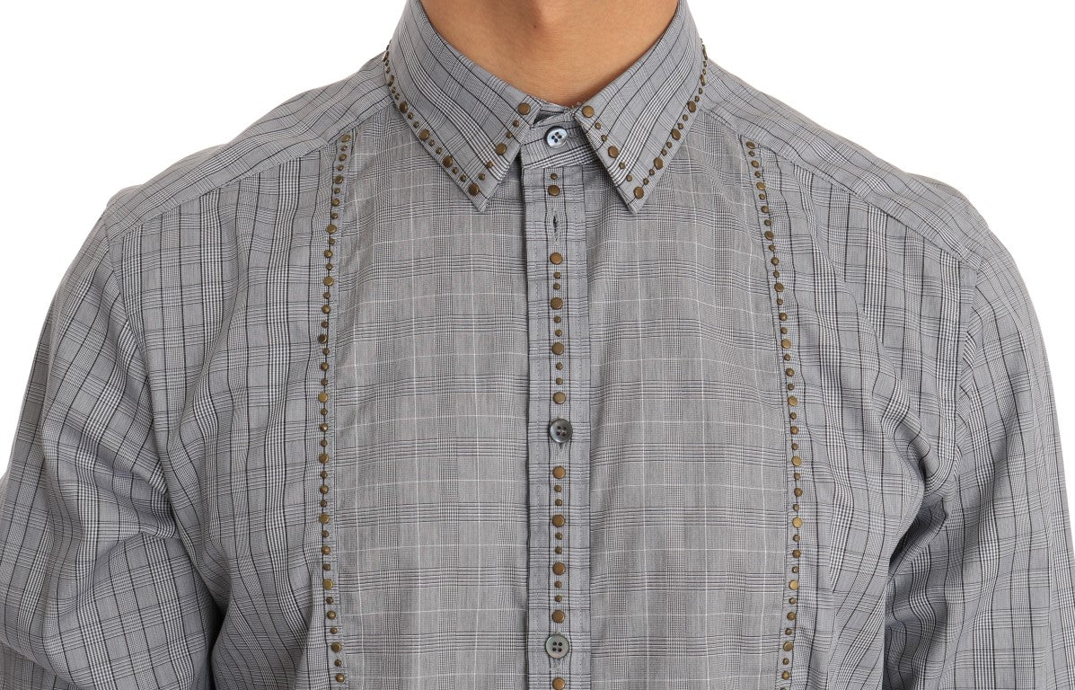 Chemise décontractée élégante à carreaux gris Dolce &amp; Gabbana