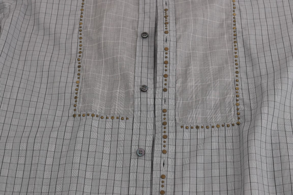 Chemise décontractée élégante à carreaux gris Dolce &amp; Gabbana