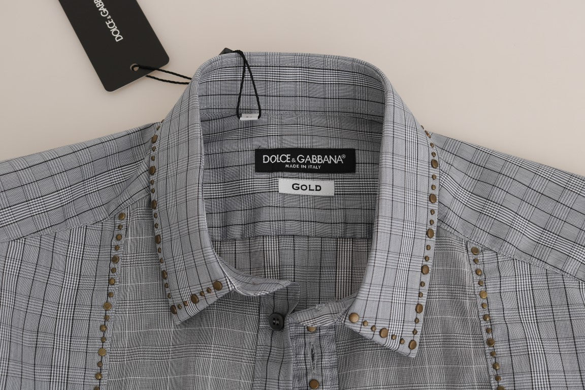 Chemise décontractée élégante à carreaux gris Dolce &amp; Gabbana