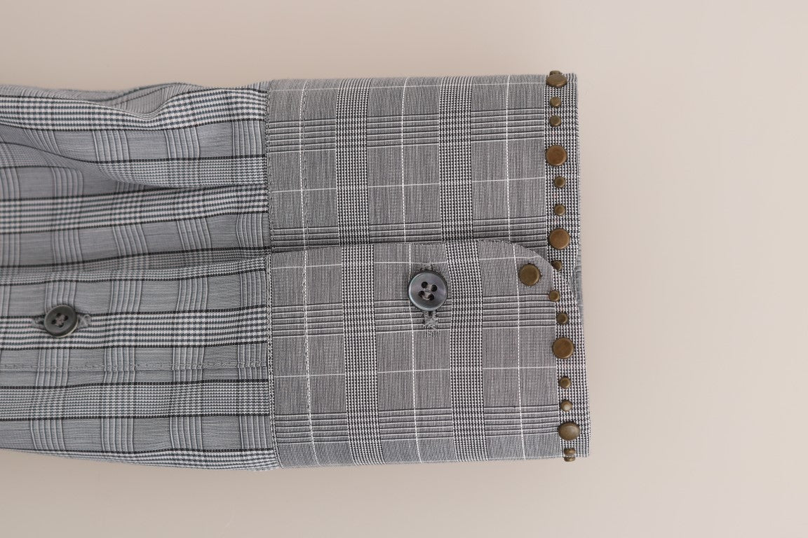 Chemise décontractée élégante à carreaux gris Dolce &amp; Gabbana