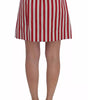 Dolce & Gabbana Silver Red Striped Above Knees Skirt