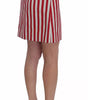 Dolce & Gabbana Silver Red Striped Above Knees Skirt