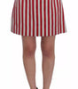 Dolce & Gabbana Silver Red Striped Above Knees Skirt