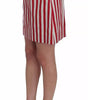 Dolce & Gabbana Silver Red Striped Above Knees Skirt