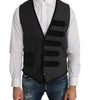 Dolce & Gabbana Gray Wool Patterned Slim Vest