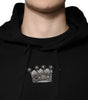 Dolce & Gabbana Black Crown Cotton Hooded Sweatshirt Sweater