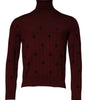 Dolce & Gabbana Maroon Monogram Turtleneck Pullover Sweater