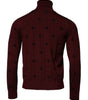 Dolce & Gabbana Maroon Monogram Turtleneck Pullover Sweater
