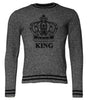 Dolce & Gabbana Gray Crown King Cashmere Pullover Sweater