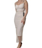 Dolce & Gabbana White Sheer Tulle Bustier Bodycon Midi Dress