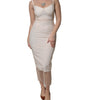 Dolce & Gabbana White Sheer Tulle Bustier Bodycon Midi Dress