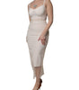 Dolce & Gabbana White Sheer Tulle Bustier Bodycon Midi Dress