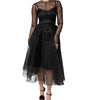 Dolce & Gabbana Black Tulle A-line Midi Cocktail Gown Dress