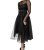 Dolce & Gabbana Black Tulle A-line Midi Cocktail Gown Dress