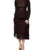 Dolce & Gabbana Black Red Polka Dot Silk Layered Midi Dress
