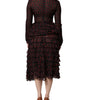 Dolce & Gabbana Black Red Polka Dot Silk Layered Midi Dress