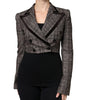 Dolce & Gabbana Brown Plaid Long Sleeve Cropped Coat Jacket