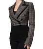 Dolce & Gabbana Brown Plaid Long Sleeve Cropped Coat Jacket