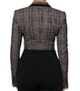 Dolce & Gabbana Brown Plaid Long Sleeve Cropped Coat Jacket