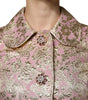 Dolce & Gabbana Metallic Pink Gold Jacquard Jewel Button Coat Jacket