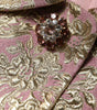 Dolce & Gabbana Metallic Pink Gold Jacquard Jewel Button Coat Jacket