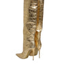 Dolce & Gabbana Gold Leather Stiletto Heels High Boots Shoes