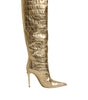 Dolce & Gabbana Gold Leather Stiletto Heels High Boots Shoes