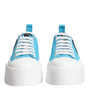 Dolce & Gabbana Blue White Canvas Logo Low Top Sneakers Shoes